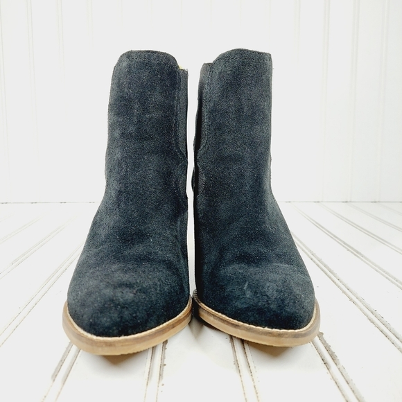 Andre Assous Women's Sadie Black Suede Elastic Gore Wedge Heel Ankle Boots K208 - Picture 3 of 11